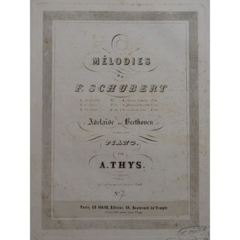 THYS Alphonse Adelaïde de Beethoven Piano ca1840