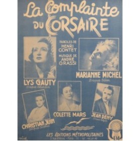 GRASSI André La Complainte du Corsaire Chant Piano 1946