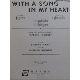 RODGERS Richard With A Song In My Heart Chant Piano 1929