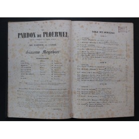 MEYERBEER G. Le Pardon de Ploërmel Opéra Chant Piano ca1860