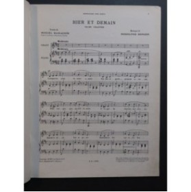 BERGER Rodolphe Hier et Demain Chant Piano 1902