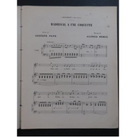 HERLÉ Alfred Madrigal à une coquette Chant Piano ca1880
