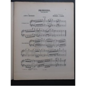 DESSAUX Louis Primavera Polka Mazurka Piano 4 mains ca1898