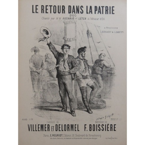 BOISSIERE Frédéric Le Retour dans la Patrie Chant Piano ca1870