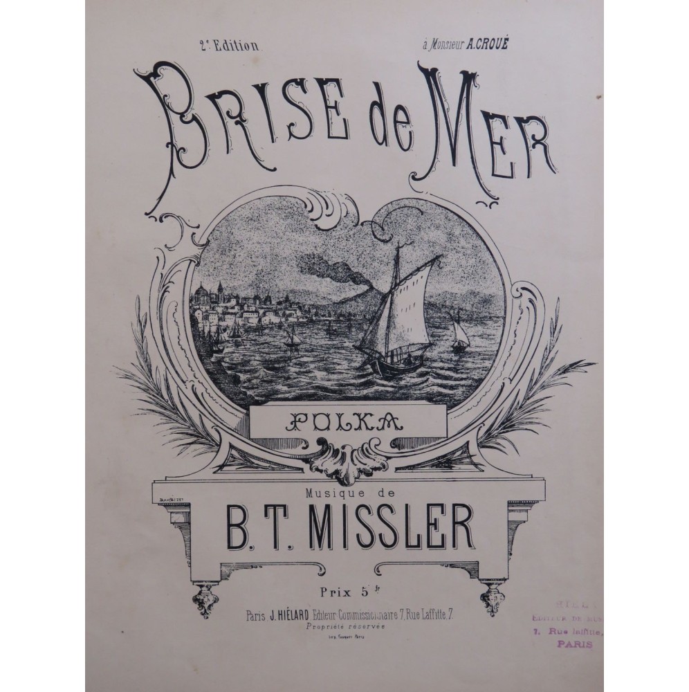 MISSLER B. T. Brise de Mer Polka Piano ca1880