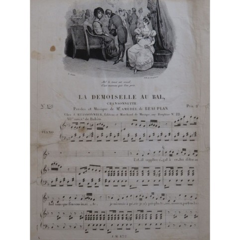 DE BEAUPLAN Amédée La Demoiselle au Bal Chant Piano ca1830