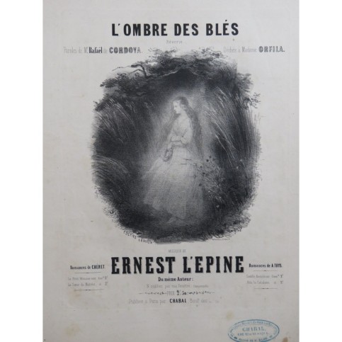 L'ÉPINE Ernest L'ombre des Blés Chant Piano ca1850