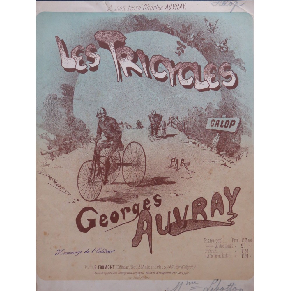 AUVRAY Georges Les Tricycles Piano ca1890