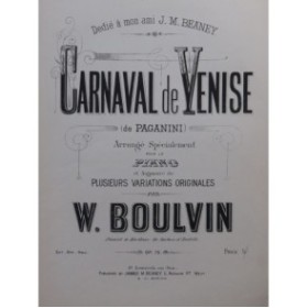 BOULVIN W. Carnaval de Venise Piano XIXe