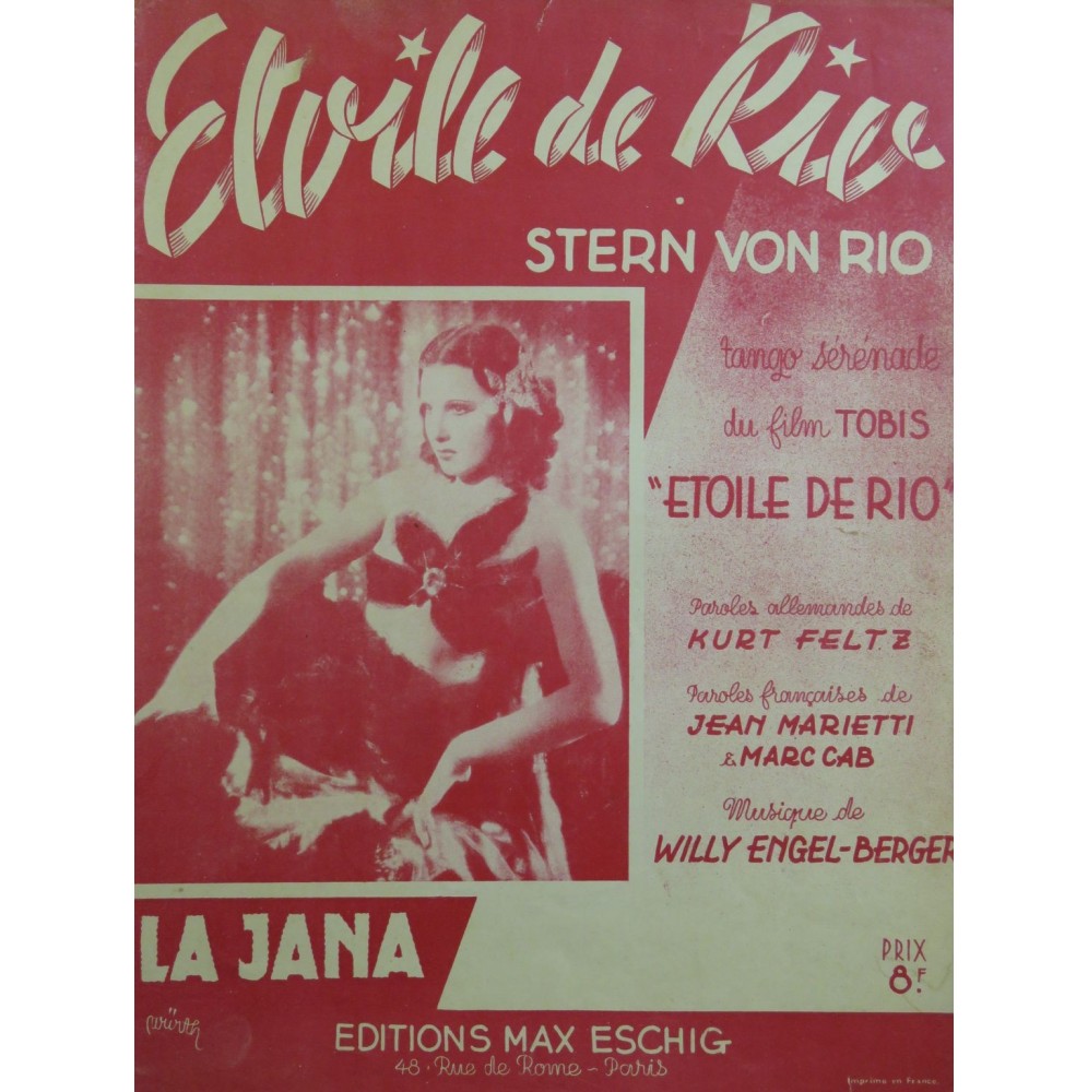 ENGEL-BERGER Willy Étoile de Rio Chant Piano 1940
