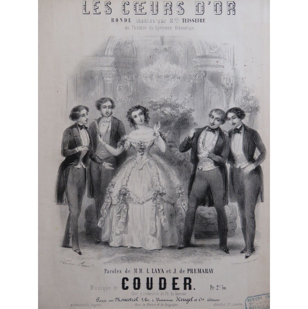 COUDER Les Cœurs d'or Chant Piano ca1850