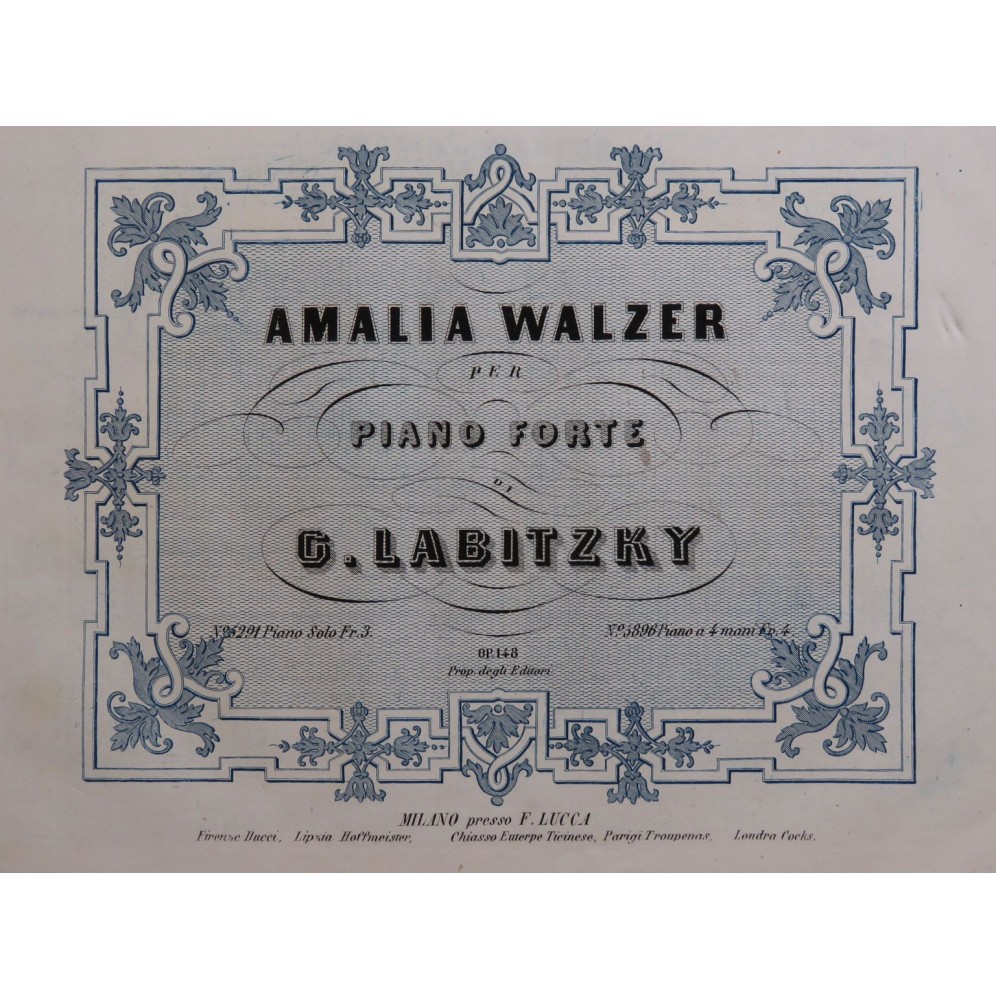 LABITZKY Joseph Amalia Walzer Piano ca1850
