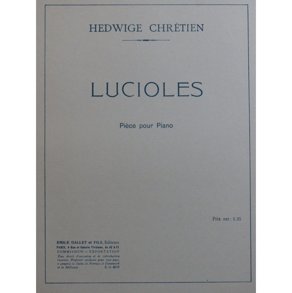 CHRÉTIEN Hedwige Lucioles Piano 1931