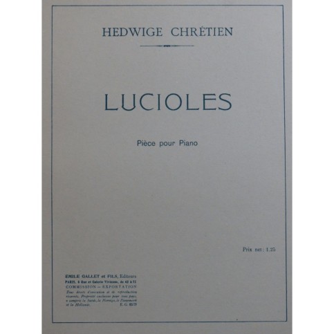 CHRÉTIEN Hedwige Lucioles Piano 1931