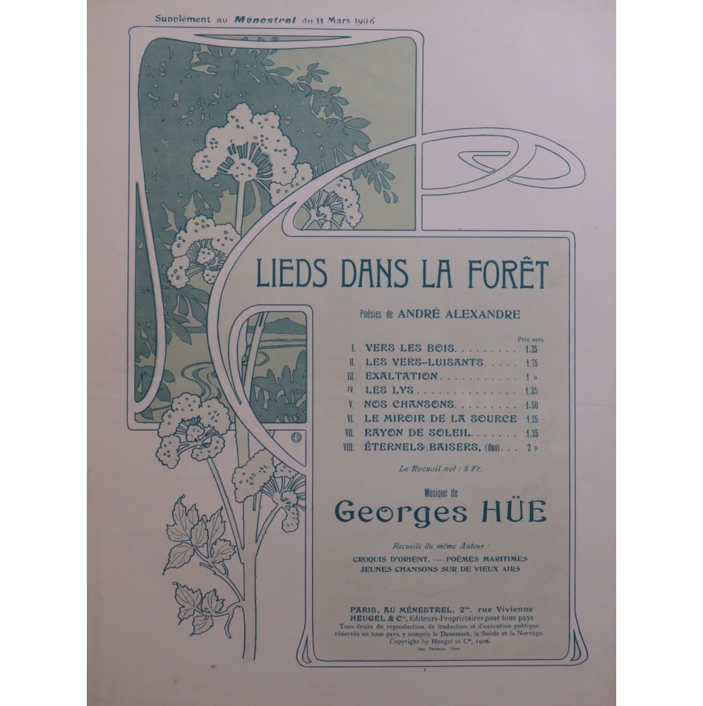 HÜE Georges Les Vers-Luisants Chant Piano 1906