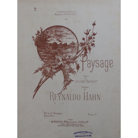 HAHN Reynaldo Paysage Chant Piano ca1910