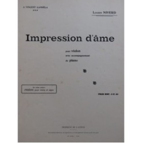 NIVERD Lucien Impression d'âme Violon Piano