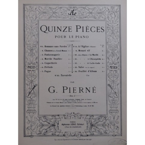 PIERNÉ Gabriel Cache-Cache Piano ca1885