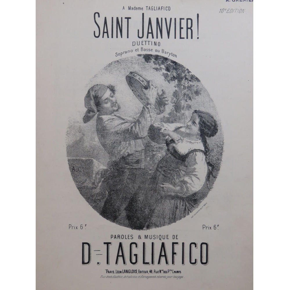 TAGLIAFICO D. Saint Janvier Chant Piano ca1875