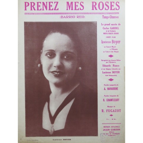 FUGAZOT Roberto Prenez Mes Roses Piano 1929