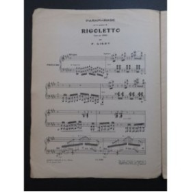 LISZT Franz Paraphrase de Concert sur Rigoletto Verdi Piano 1939