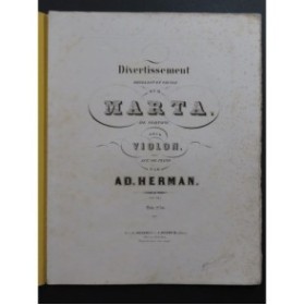 HERMAN Adolphe Divertissement sur Marta Piano Violon ca1860
