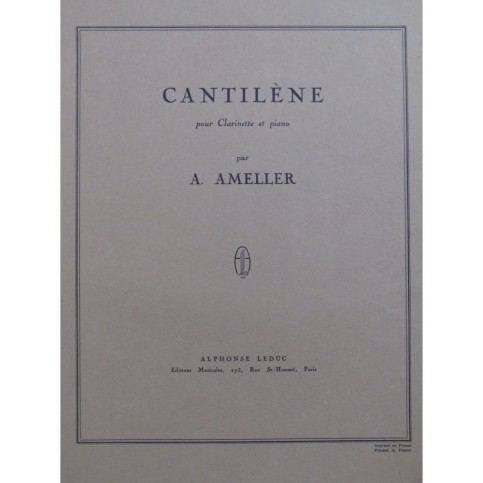 AMELLER André Cantilène Clarinette Piano 1952