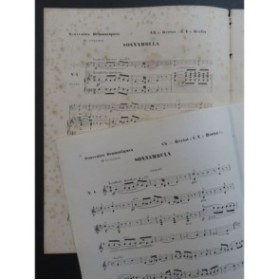 DE BÉRIOT C. La Sonnambula Bellini Six Duos Piano Violon ca1855