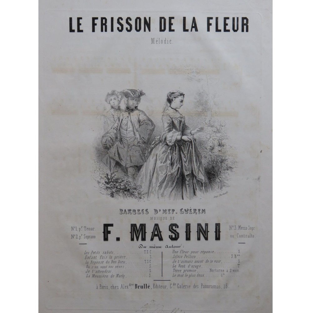 MASINI F. Le Frisson de la Fleur Chant Piano ca1845