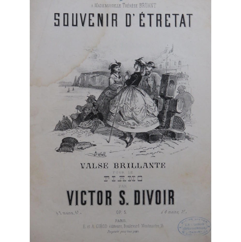 DIVOIR Victor S. Souvenir d'Étretat Piano XIXe siècle