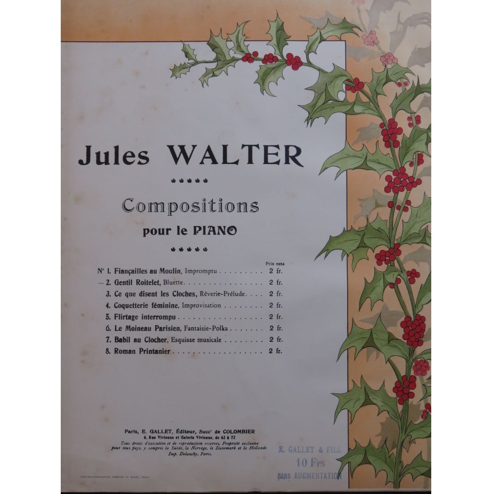 WALTER Jules Gentil Roitelet Piano 1903