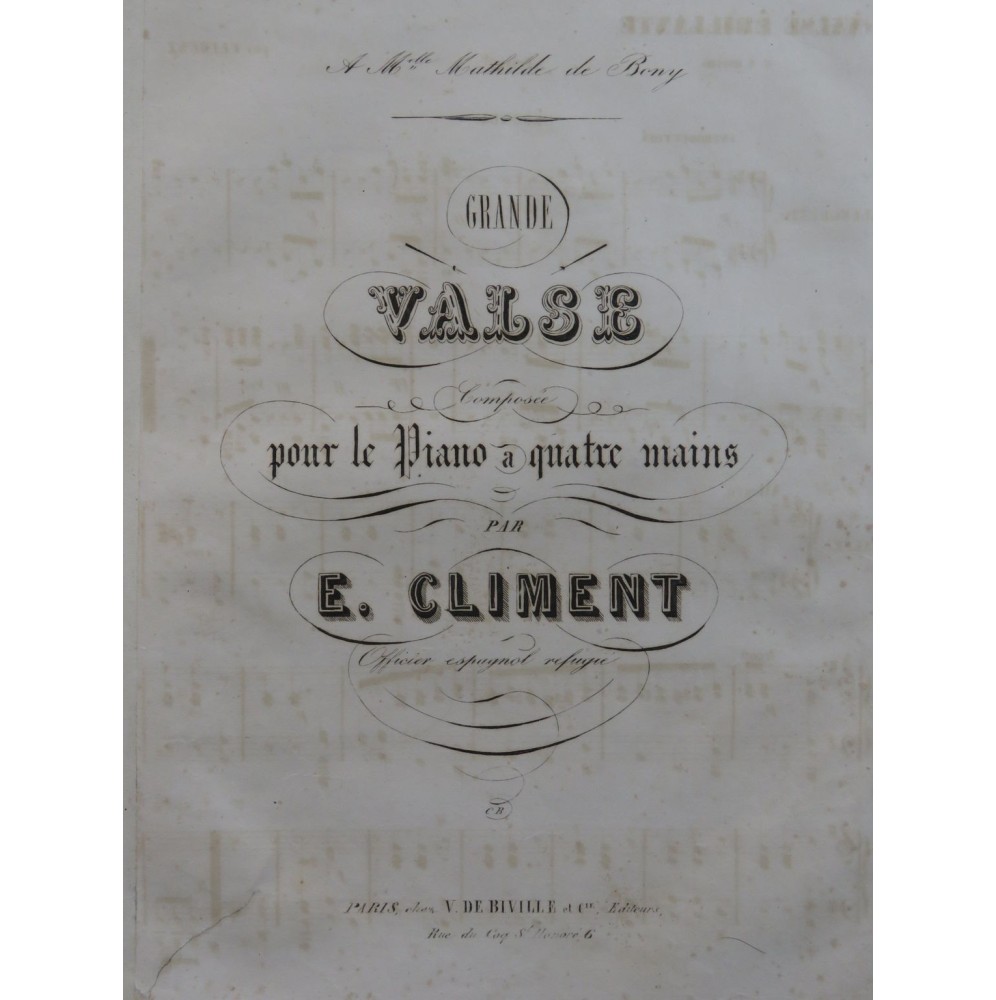 CLIMENT E. Valse Brillante Piano 4 Mains XIXe