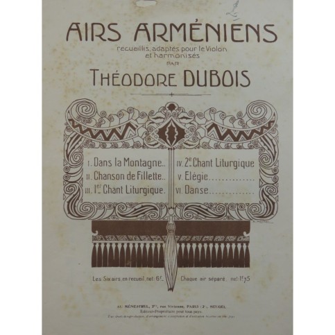 DUBOIS Théodore Élégie Piano Violon 1920