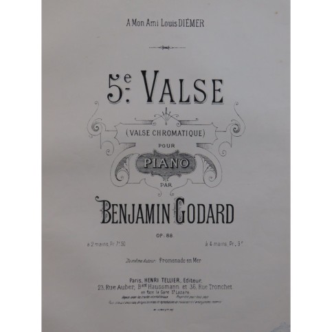 GODARD Benjamin Valse No 5 Piano ca1895