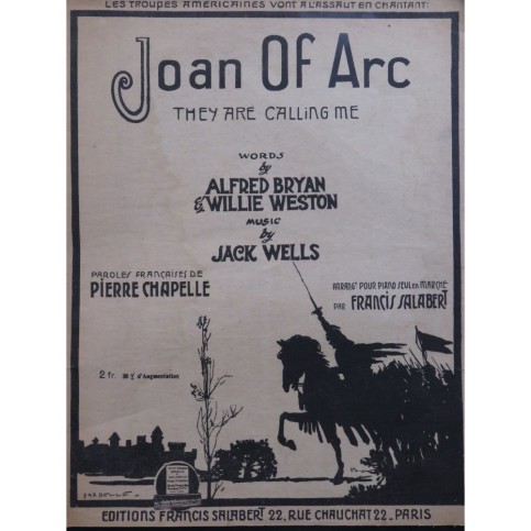 WELLS Jack Joan of Arc Chant Piano 1917