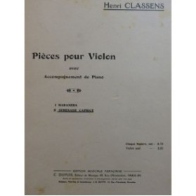 CLASSENS Henri Sérénade Caprice Violon Piano