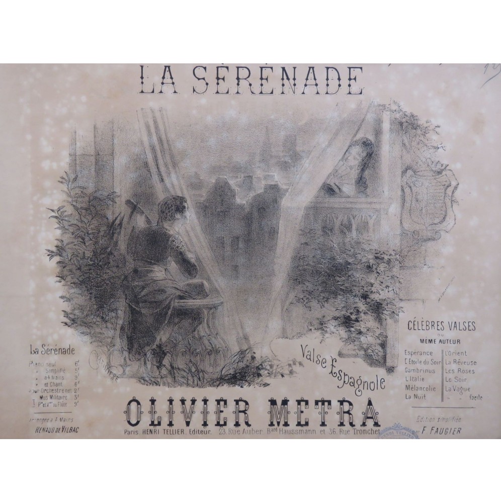 MÉTRA Olivier La Sérénade Piano XIXe siècle