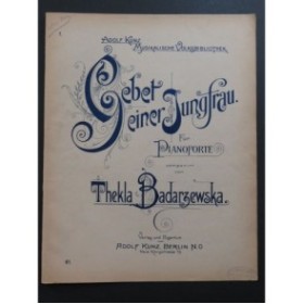 BADARZEWSKA Thekla Gebet einer Jungfrau Piano