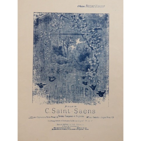 SAINT-SAËNS Camille La Cloche Chant Piano ca1890