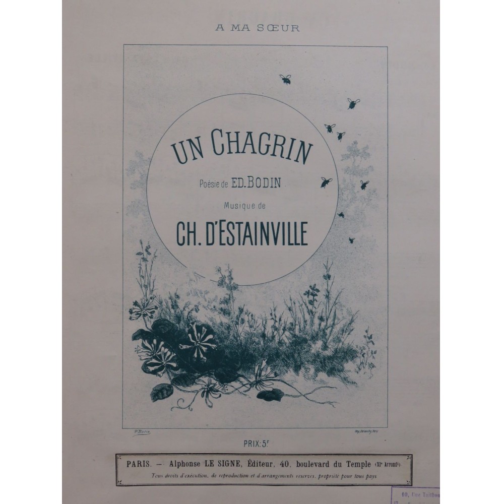 D'ESTAINVILLE Ch. Un Chagrin Chant Piano