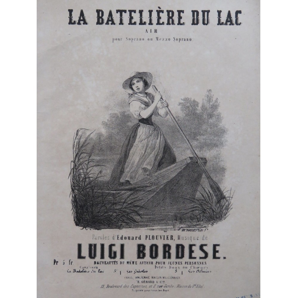 BORDESE Luigi La Batelière du Lac Chant Piano ca1860