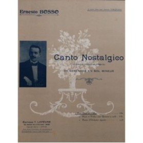 BOSSO Ernesto Canto Nostalgico Violon Piano 1925