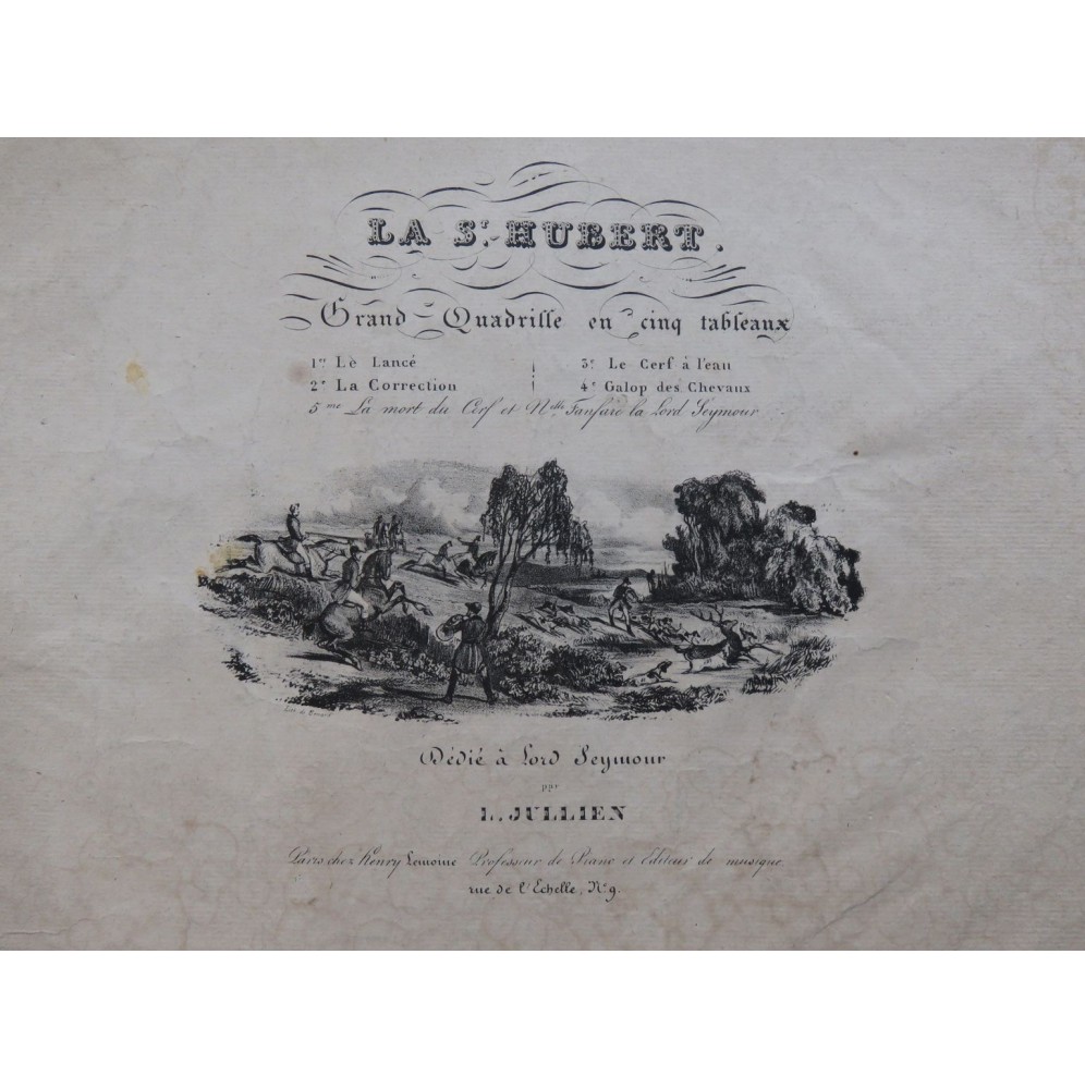 JULLIEN L. La St. Hubert Quadrille Piano 4 Mains ca1850