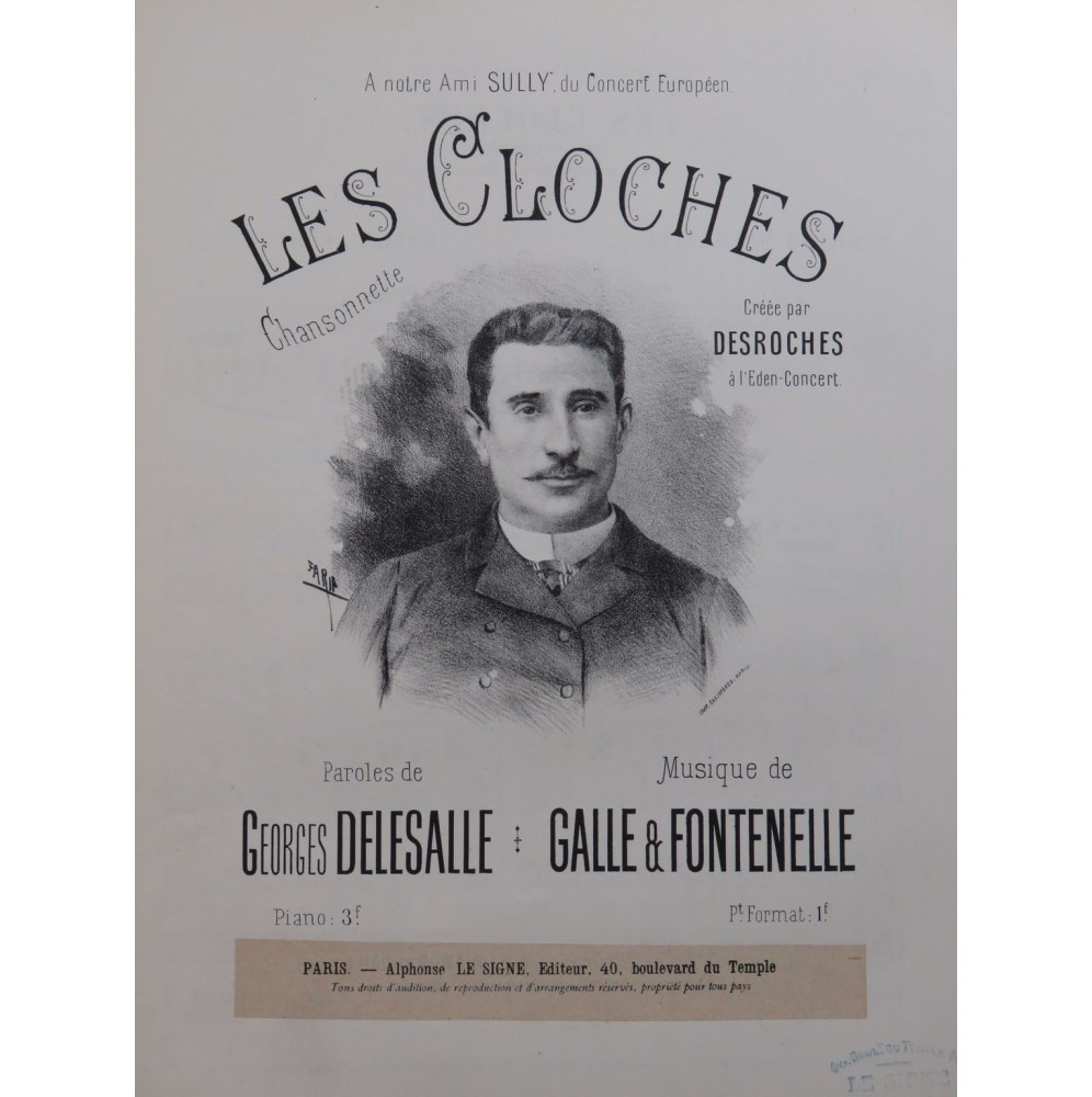 GALLE FONTENELLE Les Cloches Chansonnette Chant Piano