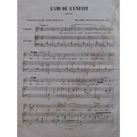 QUIDANT Alfred L'Ami de L'Enfant Chant Piano ca1845