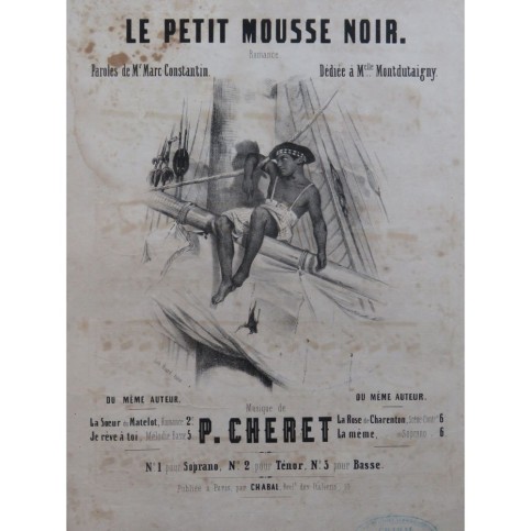 CHERET P. Le petit Mousse Noir Chant Piano ca1850