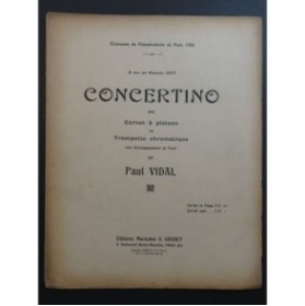VIDAL Paul Concertino Piano Cornet à Pistons 1922