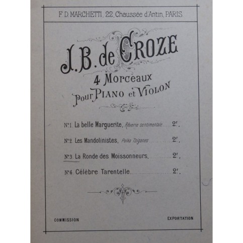 DE CROZE J. B. La Ronde des Moissonneurs Piano Violon