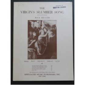 REGER Max The Virgin's Slumber Song Chant Piano 1940