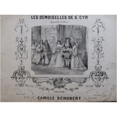 SCHUBERT Camille Les Demoiselles de St Cyr Piano Flûte Violon Cornet ca1850
